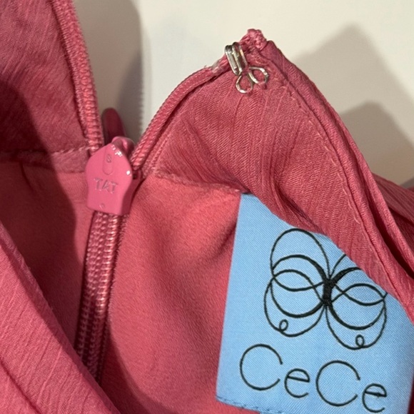 CeCe Rose Pink Sleeveless Tie-Waist Midi Dress Summer Size 4 - Picture 3 of 6